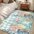 thumbnail image 5 of Summer Coastal Area Rug 4'x6', Watercolor Corals Shells Starfish Green Plaid Washable Non-Slip Rugs, Low Pile Large Carpet for Living Room Bedroom Dining Room Kitchen Office Indoor Mat, 5 of 9