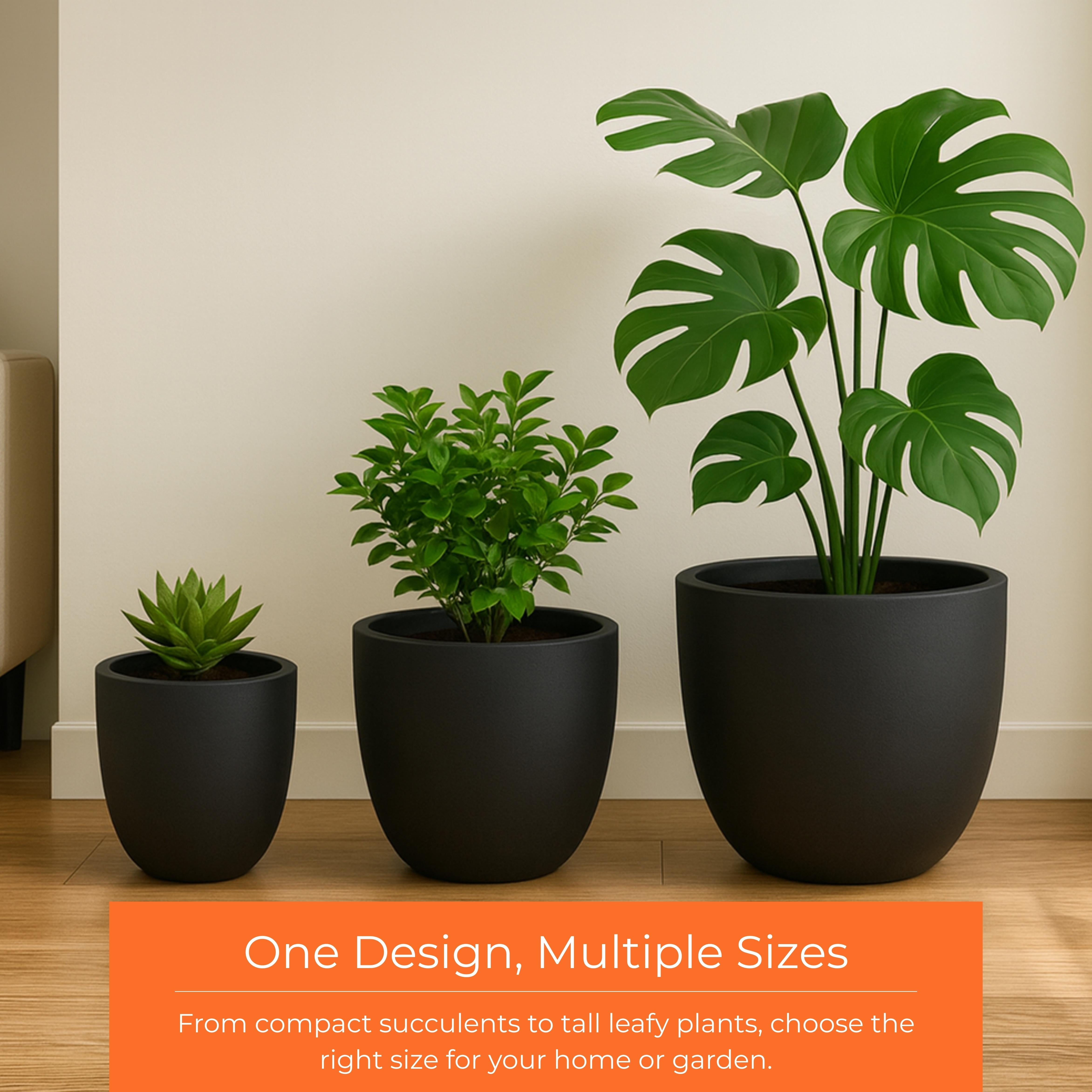 LeisureMod Dahlia Mid-Century Tapered Round Planter, Fiberstone & MgO Clay, Indoor/Outdoor Plant Pot