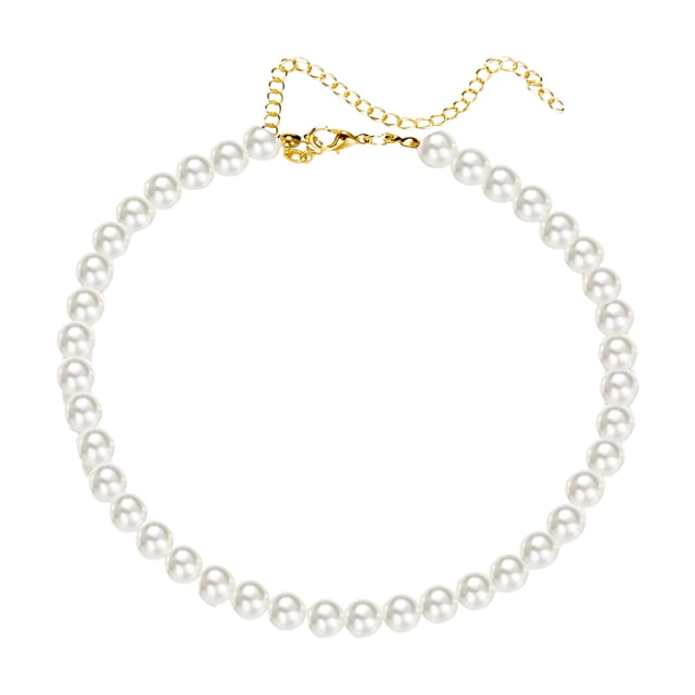LYMAYTER Collier en Fausse Perle Collier pour Femme - Fausse Perle, Cyyltable Ajustable, Rétro