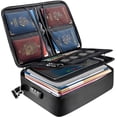 thumbnail image 1 of Fireproof Document Box with Lock, Portable Fireproof Waterproof Document Bag, Fire Proof File Box for Documents, File Organizer Box for Important Paperwork, Black, 15''x11''x4'', 1 of 5