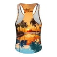 thumbnail image 3 of Handshe Men's Hawaiian Printed Vest Top, Thin - Strap Open - Back Crew Neck Sports Vest, 3 of 4