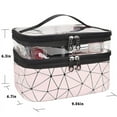 thumbnail image 5 of Makeup Bag Organizer Cosmetic Bags Double Layer Clear Travelling Waterproof Make Up Case PU Leather Cosmetic Storage Toiletry Bags Valentine's Day Gift for Women Girls ( Pink ), 5 of 6