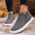 thumbnail image 2 of Ankle Boots for Women Platform Nonslip Zip up Short Booties Suede Round Toe Casual Walking Shoes Flats, 2 of 5