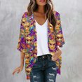 thumbnail image 1 of TaTaai Women's 3/4 sleeve chiffon cardigan, printed pattern, sun protection, casual trendy, lightweight breathable, Mardi Gras essential, perfect for outdoor outings & layered looks Gift, 1 of 5