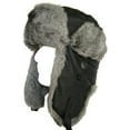 thumbnail image 2 of Klondike Sterling Leather Aviator Hat Rabbit Fur Trooper Winter Ski Black (Medium), 2 of 3
