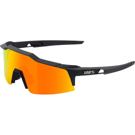 100% Speedcraft SL Sunglasses: Soft Tact Black Frame with HD Red Multilayer Mirror Lens, Spare Clear Lens Included