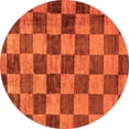 thumbnail image 1 of Ahgly Company Indoor Round Checkered Orange Modern Area Rugs, 5' Round, 1 of 4