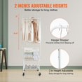 thumbnail image 6 of Heavy Duty Laundry Cart with Adjustable Shelf & Garment Rack, Mobile Storage Hamper with Locking Wheels, Space Saver, 6 of 10