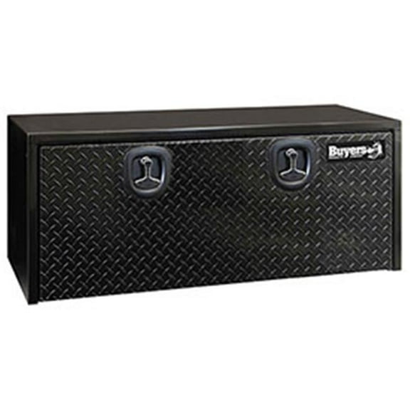 Steel Underbody Truck Box with Diamond Tread Aluminum Door, Black - 18 x 18 x 48 in.
