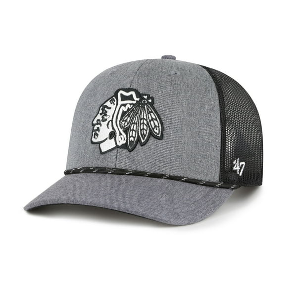 Men's '47  Gray Chicago Blackhawks Carbon Rope Trucker Adjustable Hat