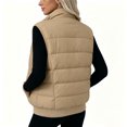 thumbnail image 6 of Lcziwo Women's Puffer Vest Stand Collar Zip Up Solid Jackets Lightweight Sleeveless Quilted Padded Warm Outerwear with Pockets Khaki,L, 6 of 8