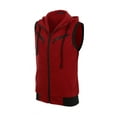 thumbnail image 2 of INSPIRE CHIC Men's Tailored Vest Hoodie Zip Up Sleeveless Drawstring Hooded Vest 38 Burgundy, 2 of 7