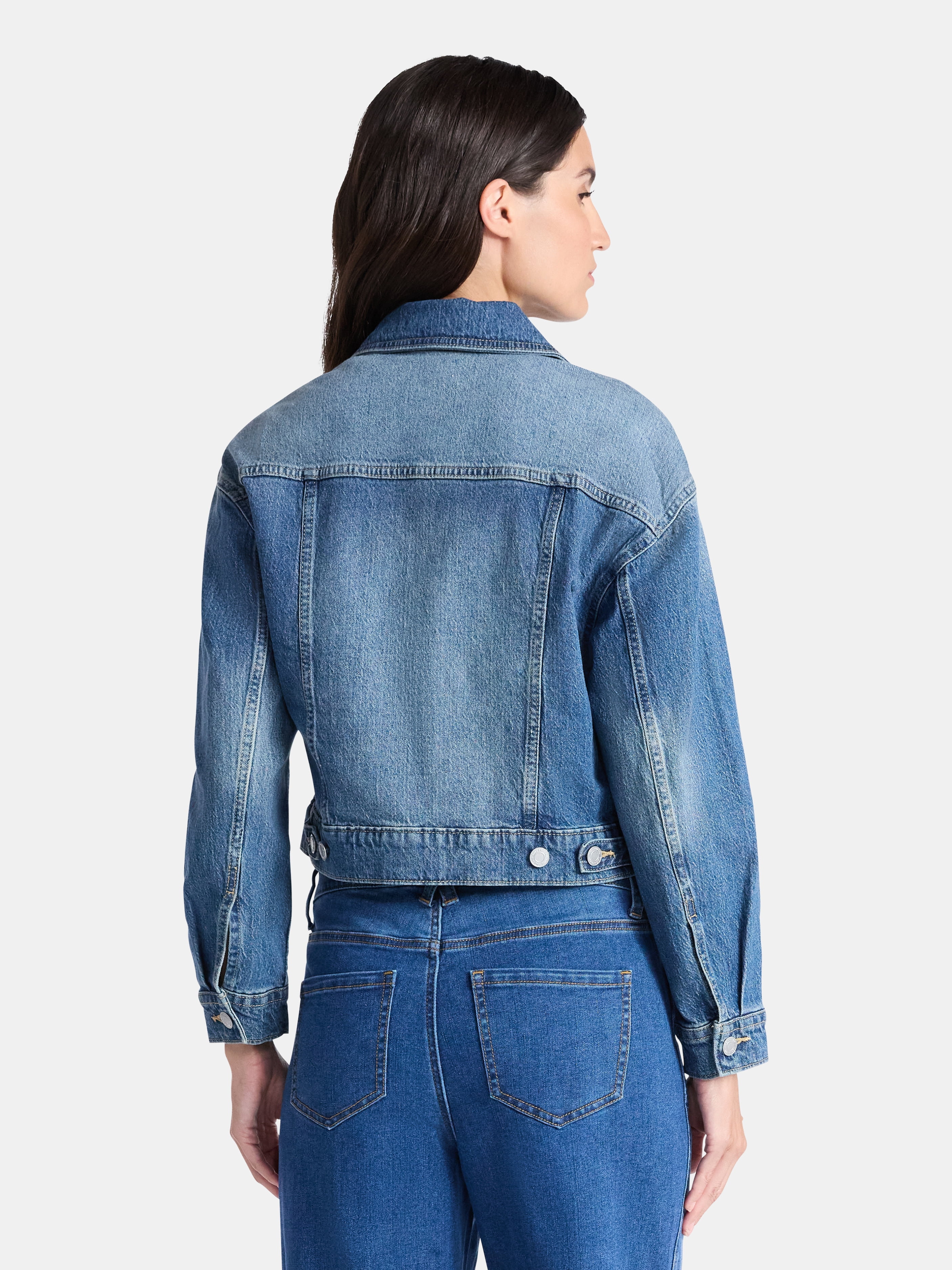Time and Tru Women’s Cropped Denim Jacket, Sizes XS-3XL
