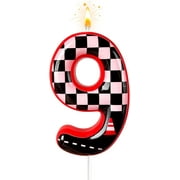 Black and White Plaid Digital Birthday Candles, Racing Theme Party Cake Decoration, Suitable for Cartoon Cars Theme (9)