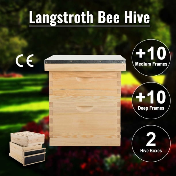 Complete Beekeeping 20 Frames Beehive Box Kit (10 Medium 10 Deep 