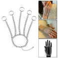 thumbnail image 3 of kurtrusly Fashion Wrist Chain Alloy Punk Rings Bracelet Jewelry Gift Hand Chain Silver 16cm + 5cm 1Set, 3 of 6