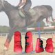 thumbnail image 4 of Juego de botas de de tendón de caballo, entrenamiento, salto, absorción de golpes, , competición ecuestre, equipo de protectores de concha Rojo L Soledad Botas de tendón de caballo, 4 of 10