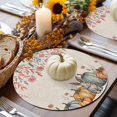 thumbnail image 6 of Fall Round Placemats Set of 4 Rabbit Pumpkin Place Mats Thanksgiving Woven Placemat Pink Floral Leaves Linen Circle Braided Table Mat for Kitchen Dining Table Autumn Party Home Decor 15 Inch, 6 of 9