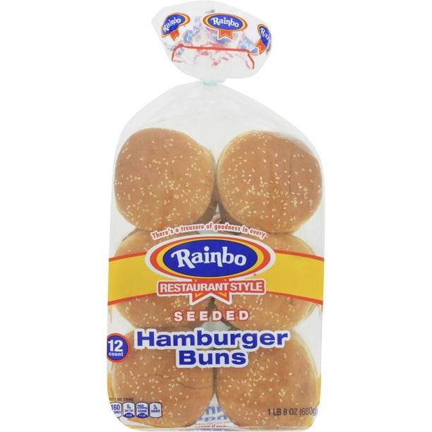 Rainbo Seeded Hamburger Buns, 12 ct