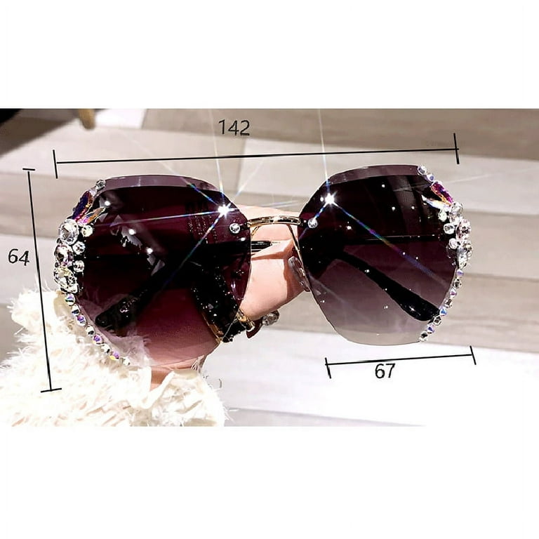 Oversized Polarised Sunglasses for Women Rhinestones Embellish Round Frame  Sunglasses UV Protection Glasses New