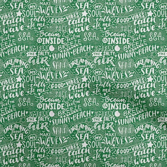 oneOone Silk Tabby Green Fabric Writing Text Craft Projects Decor Fabric Printed By The Yard 42 Inch Wide