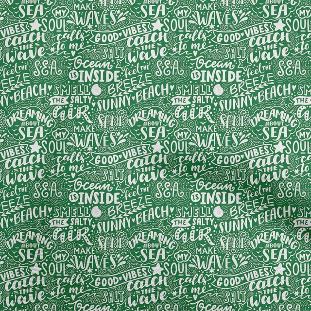 oneOone Polyester Spandex Green Fabric Writing Text Craft Projects Decor Fabric Printed By The Yard 56 Inch Wide