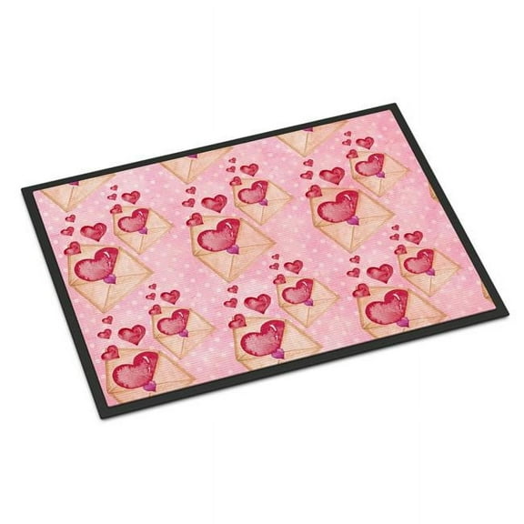 Watercolor Pink Love Letter Indoor or Outdoor Mat - Pink - 24 x 36 in.