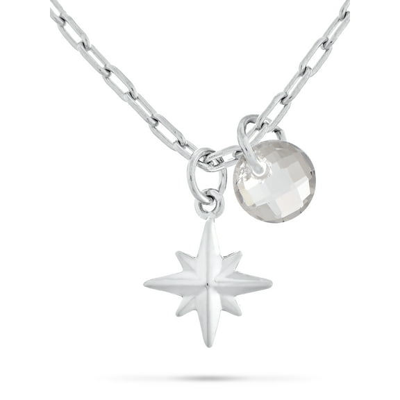 Briolette Cut Simulated Gemstone Starburst Necklace in Sterling Silver