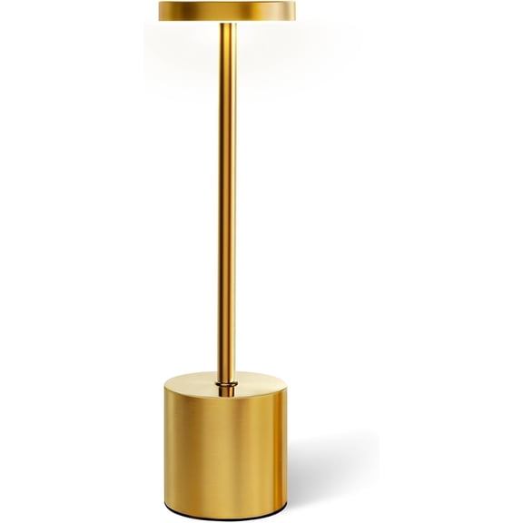 Unbranded Gold Cordless Table Lamp Set, 5000mAh Rechargeable Battery Operated Desk Lamp Wireless Table Light, 3 Color Dimmable Touch Lamp for Restaurant Dining Patio, Home/Apartment Decor