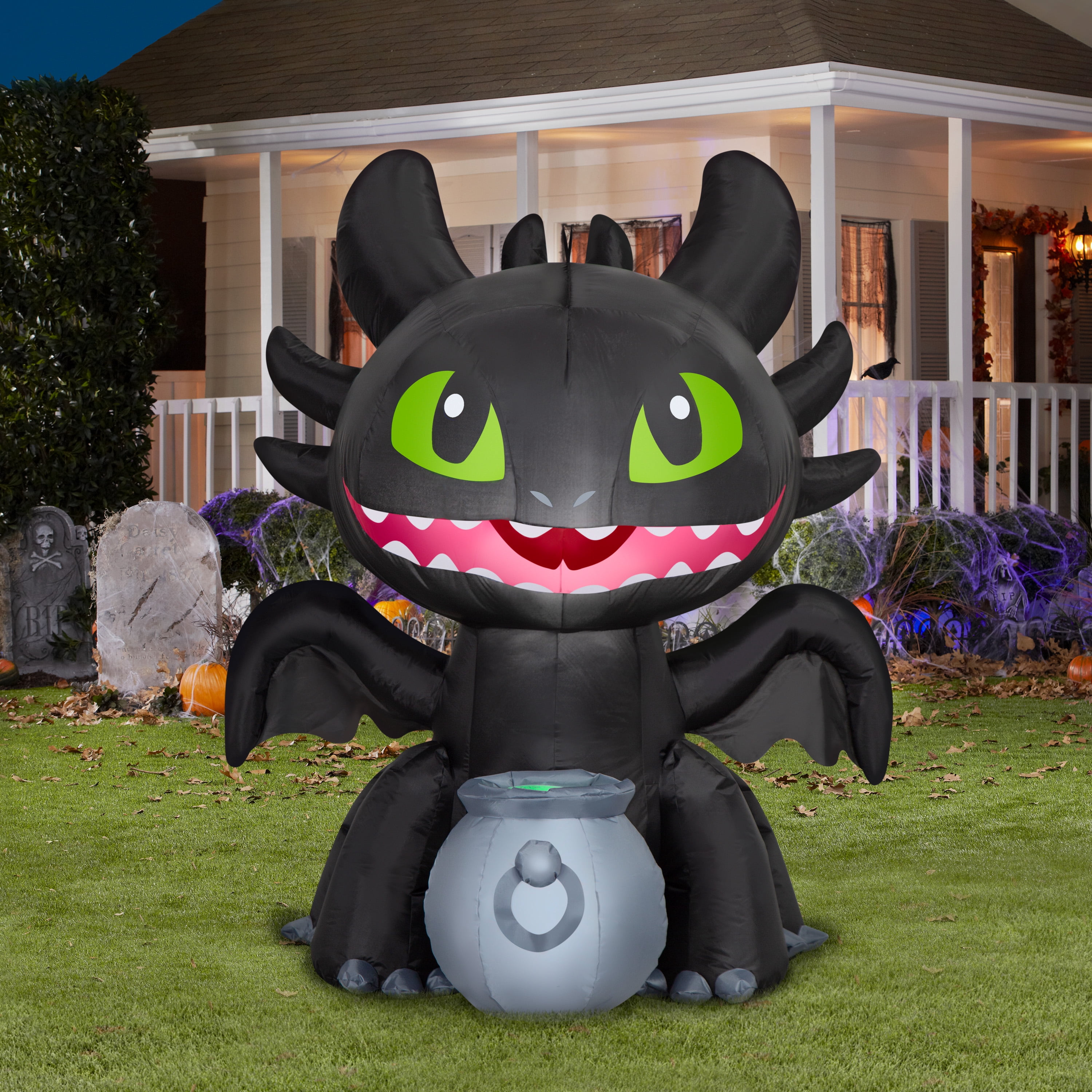 Airblown Halloween Yard Inflatables Light Toothless with Cauldron Universal, 4.2 ft