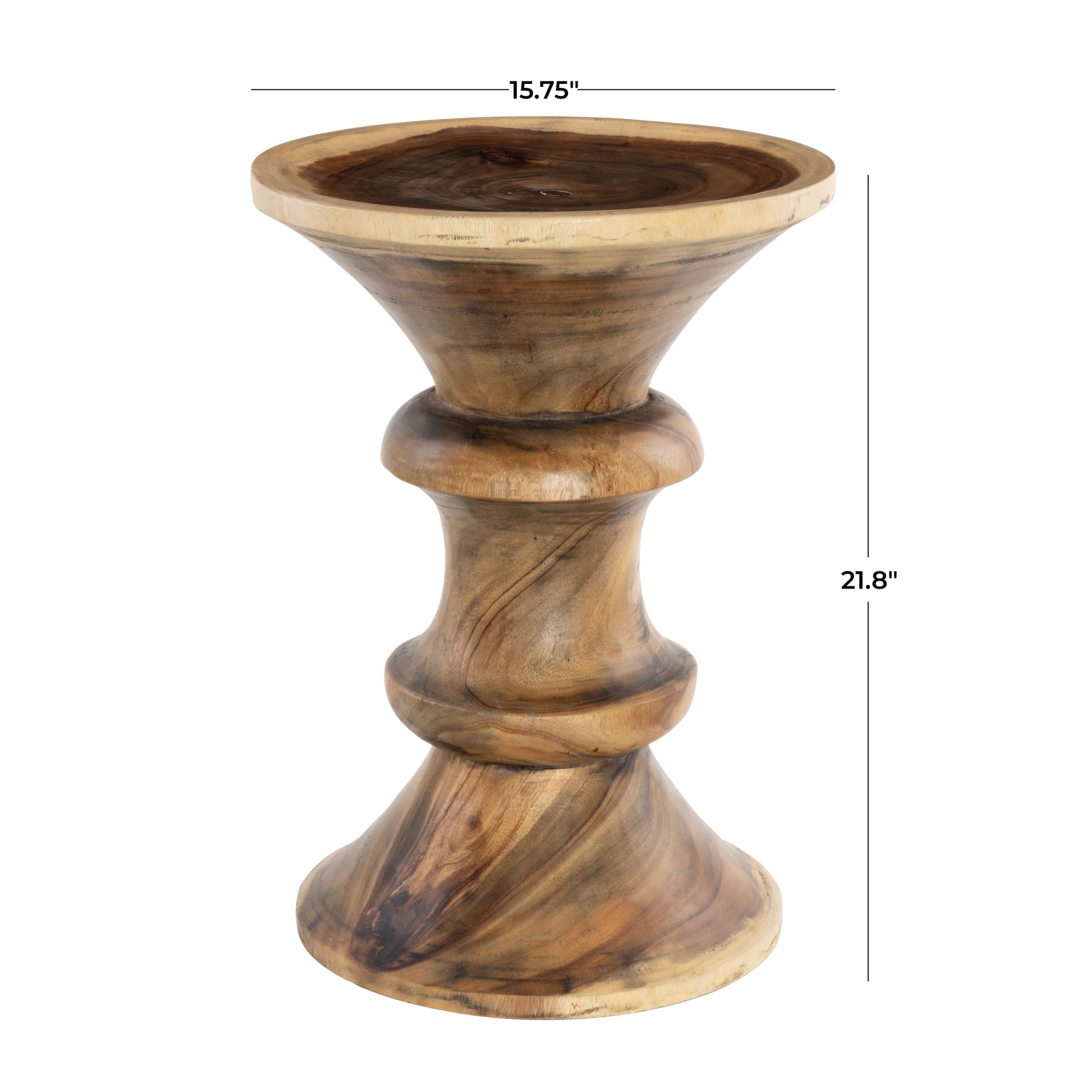 DecMode 16" x 22" Brown Wood Handmade Geometric Accent Table, 1-Piece