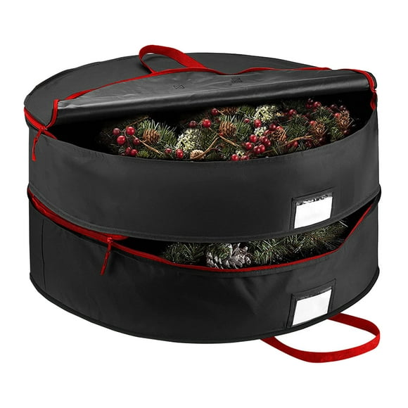 Wreath Storage Container, Stacking Christmas Wreath Storage Bags with Zipper and Handles Holiday Wreaths Storage Holder