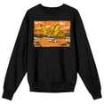 thumbnail image 5 of Godzilla Classic King Ghidora and Pagoda in Japanese Style Adult Black Crew Neck Sweatshirt-3XL, 5 of 6