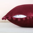 thumbnail image 2 of Phantoscope Pom Pom Velvet Series Decorative Throw Pillow, 18" x 18", Dark Red, 2 Pack, 2 of 6