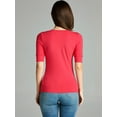 thumbnail image 2 of Emmalise Women's Slim Athletic Fit Neck Tshirt Half Sleeves Top (Fuschia, Large), 2 of 6