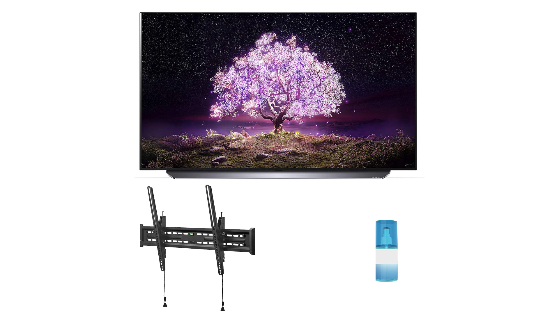 LG OLED48C1PUB 48" 4K Ultra High Definition OLED Smart C1 Series TV with a Walts TV Large/Extra Large Tilt Mount for 43"-90" Compatible TV's and a Walts HDTV Screen Cleaner Kit (2021)