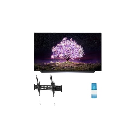 LG OLED83C1PUA 83" 4K UHD OLED Smart C1 Series TV with Walts TV Large/Extra Large Tilt Mount for 43"-90" Compatible TV's and Walts HDTV Screen Cleaner Kit (2021)