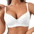 thumbnail image 2 of Fatuov Lace Wire Bras for Women Full Coverage Push Up Soft T-Shirt Bra for Casual, Supportive Solid Color Underwear 36B, White, 2 of 5