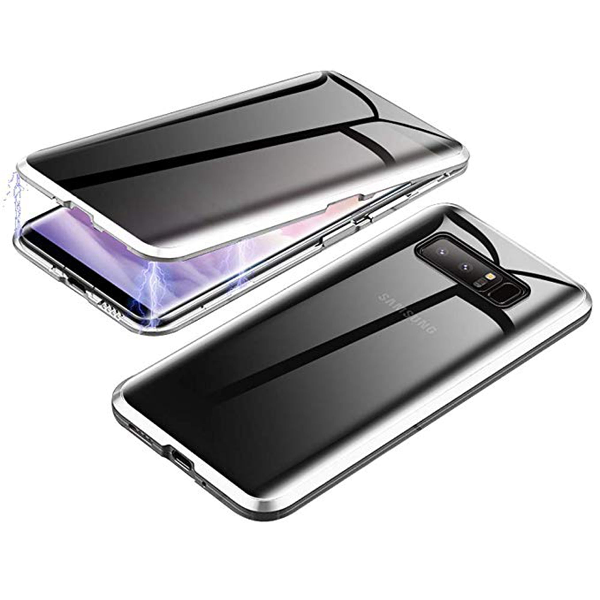 Vsmano Galaxy S10 Magnetic case 360° Transparent Tempered Glass Shockproof Magnetic Adsorption Metal Bumper Flip Cover 