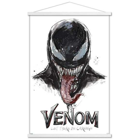 Marvel Venom: Let There be Carnage - Illustration with Tongue Wall Poster with Wooden Magnetic Frame, 22.375" x 34"