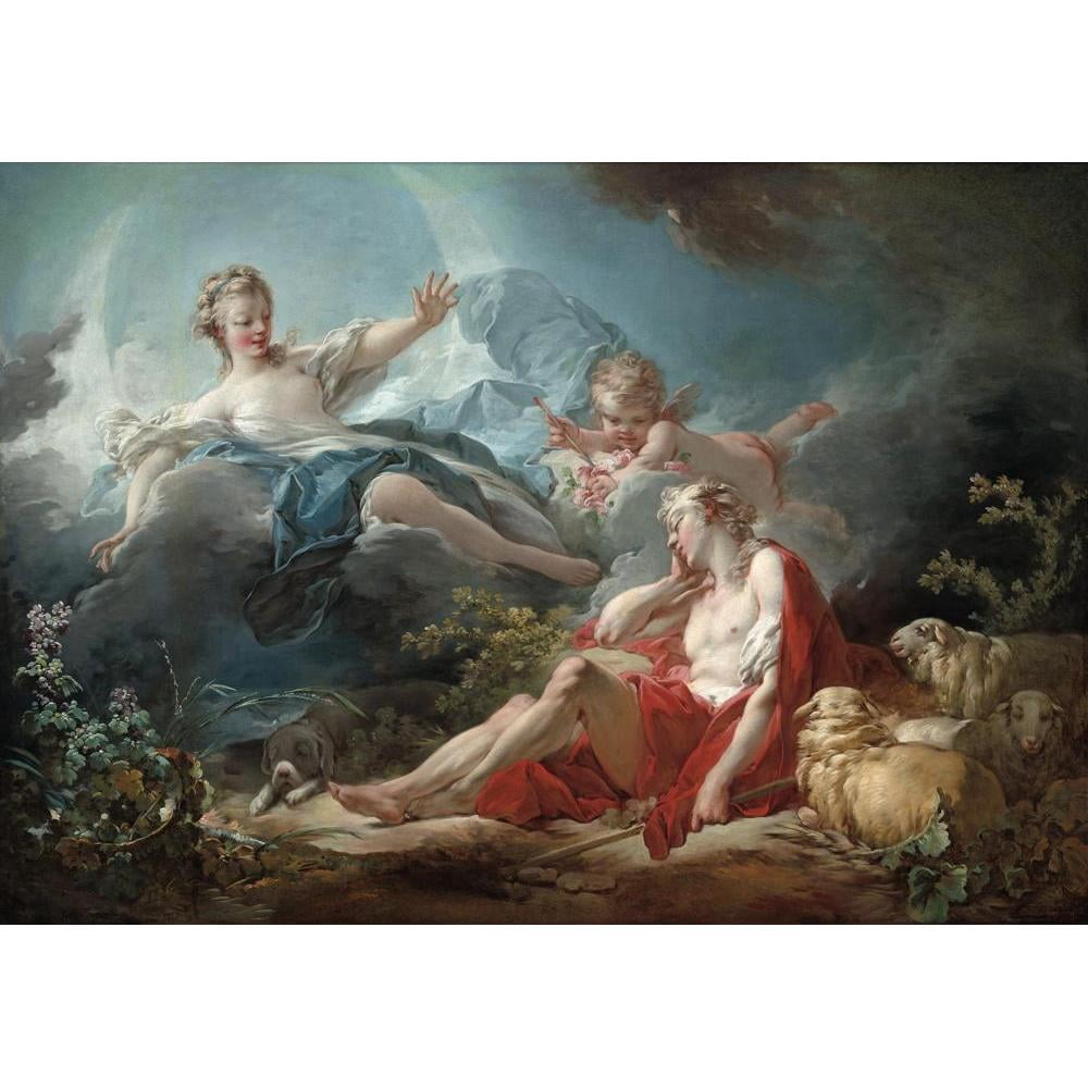 Jean-Honoré Fragonard 14x11 Black Modern Framed Museum Art Print Titled - Diana and Endymion (C. 1753-1756)