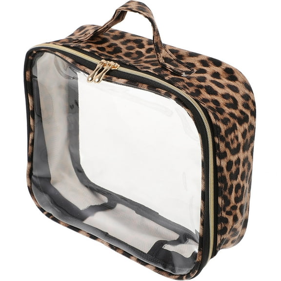 AURARMLET Portable Leopard Makeup Organizer Bag with Splashproof Material for Travel Use