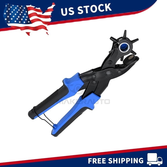 Heavy Duty 6-Size Leather Hole Punch Pliers for Belts Crafts Rotary Head