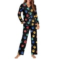 thumbnail image 2 of Garronmavis Dog Paws Women's Pajama Set Button Down Shirt & Pants2 Piece Thermal Sleepwear Warm Winter Nightwear Loungewear Set for Ladies, 2 of 7