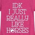 thumbnail image 3 of Instant Message - Idk I Like Horses - Toddler & Youth Girls Short Sleeve Graphic T-Shirt, 3 of 6