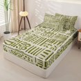 thumbnail image 2 of Erosebridal Muted Tribal Pattern Zipper Twin Comforter Sets with Fitted Sheet and 2 Pillowcases,Hand Made Symbol Print Zipper Bedding Set,Olive Green,Reversible, 2 of 6