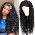 thumbnail image 3 of Diadema Pelucas de cabello humano Ondulado profundo Peluca sin pegamento de 16 pulgadas Peluca con diadema Ondulado profundo Ninguno Frente de encaje Pelucas de cabello humano para mujeres negras 150% Densidad Peluca de pelo rizado Color natural Excelente Rendimiento, 3 of 5
