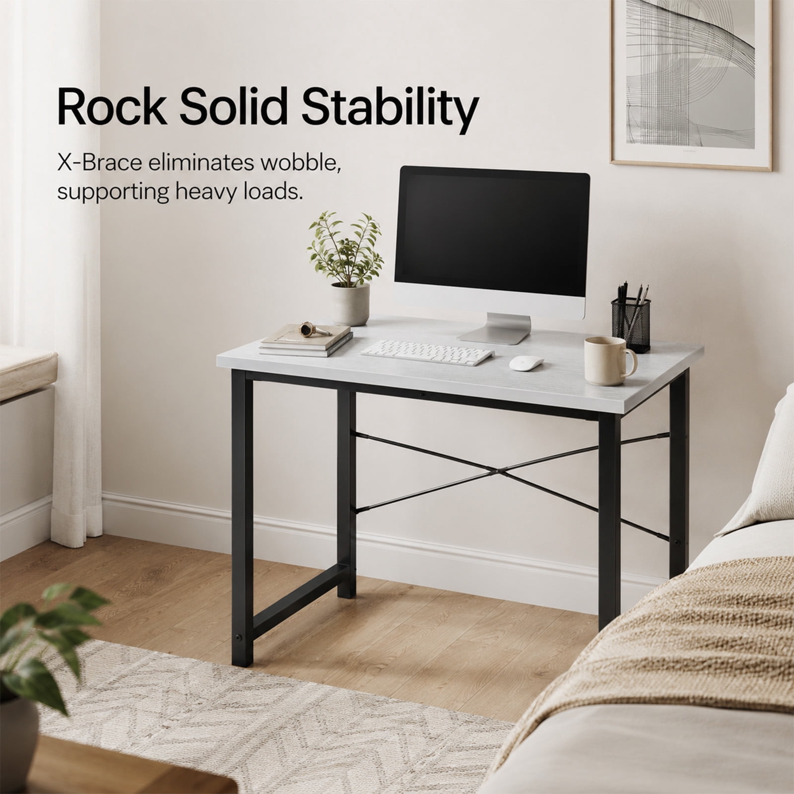 Alvantor Computer Desk 31.5" Small Office Table for Home Bedroom, Modern Study Writing Workstation with X-Shaped Reinforcement