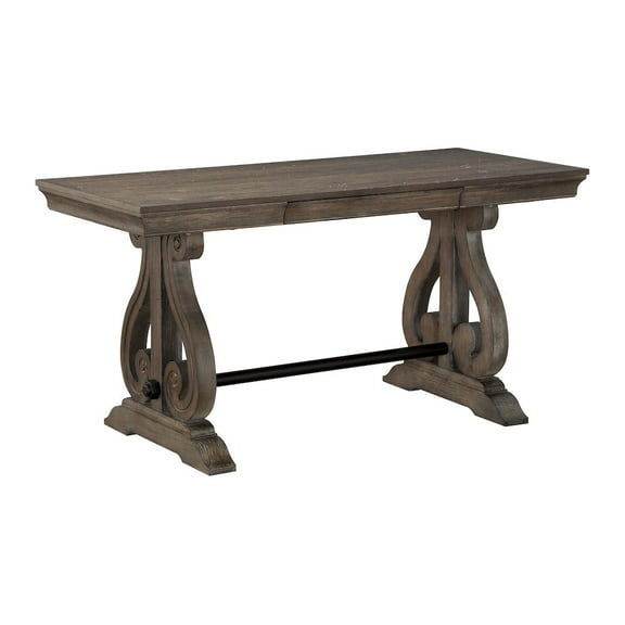 Lexicon Toulon Wood 1 Drawer Writing Desk in Dark Oak