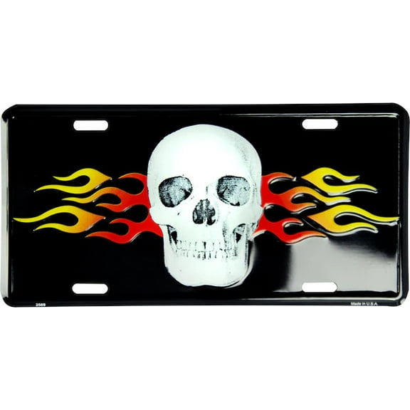 Hangtime Skull and Flames 6x12 License Plate